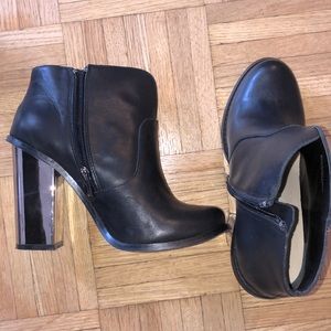 Silver and black booties